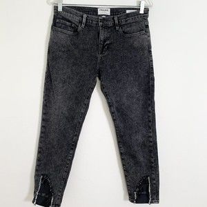 Frame Jeans Womens Sz 27 Gray Black Distressed Le Garcon Crop Mid Rise W30 In24
